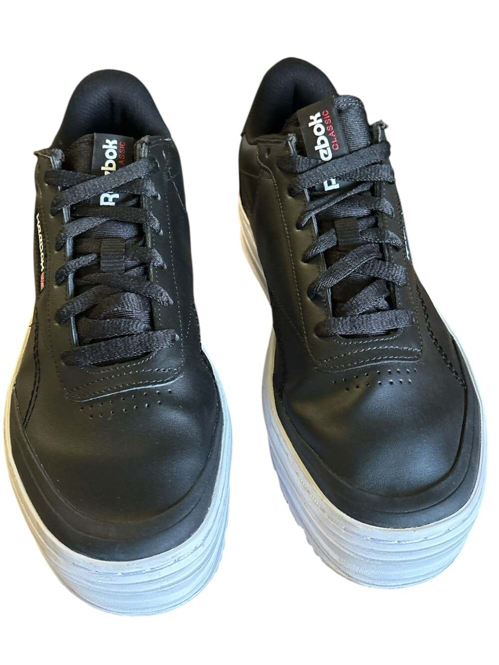 Reebok Women's Club C Double Geo Platform Sneakers in Black/White